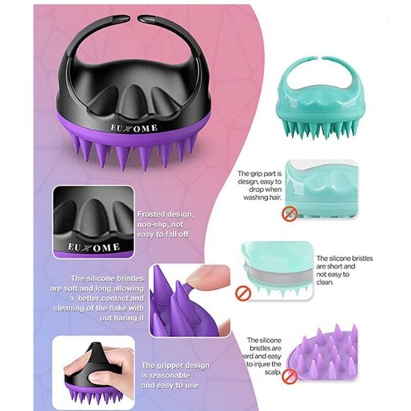 NEW Scalp Massager Shampoo Brush Scalp Brush Hair Scrubber NWT pack of 2 - Picture 7 of 9